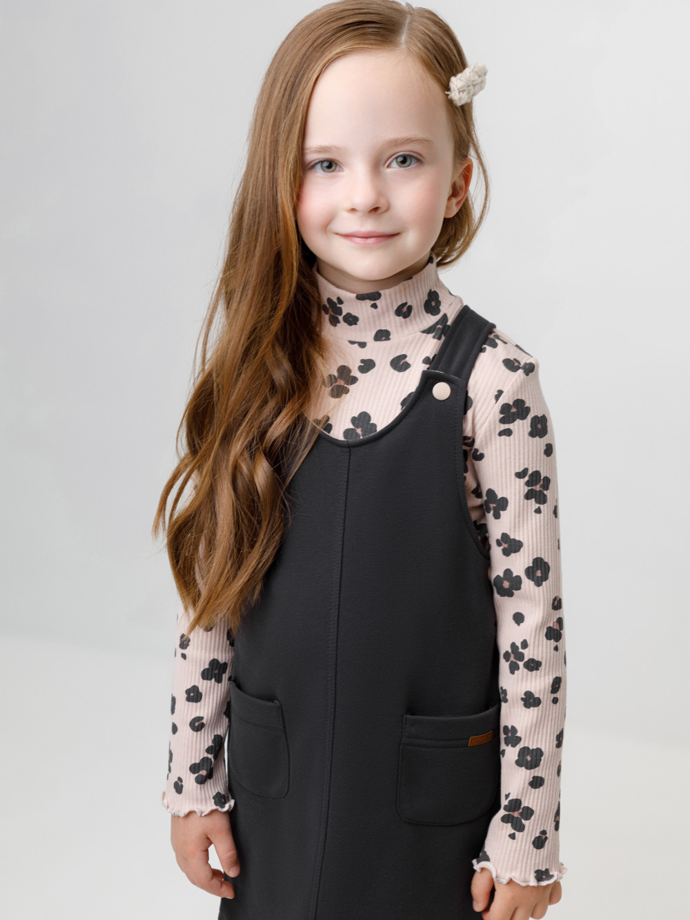 Сарафан для девочки, артикул: КР 5951, цвет: темно-серый