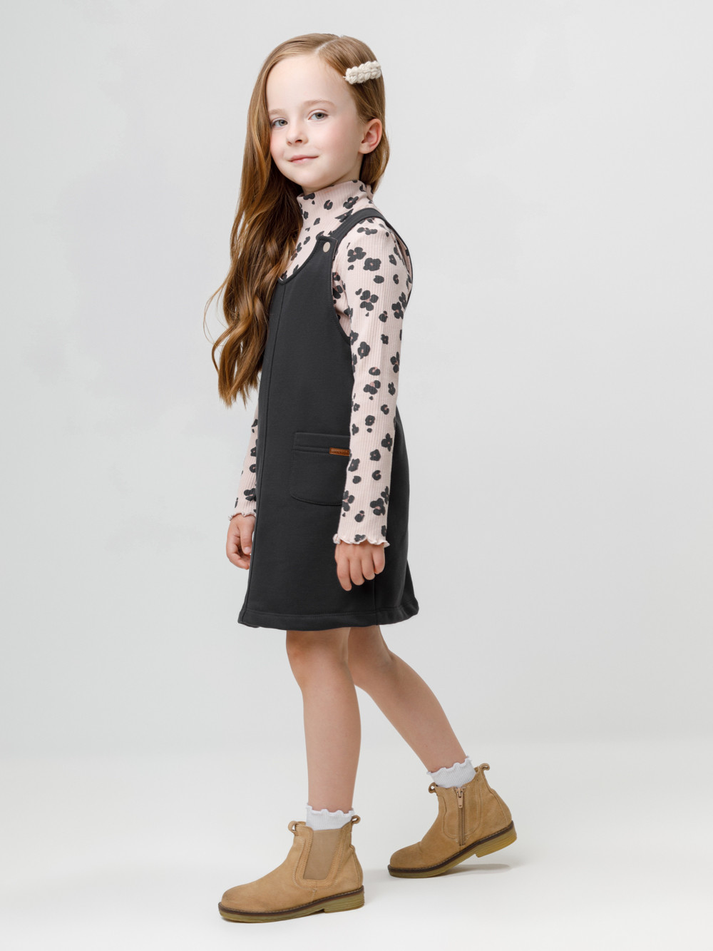 Сарафан для девочки, артикул: КР 5951, цвет: темно-серый, фото 3