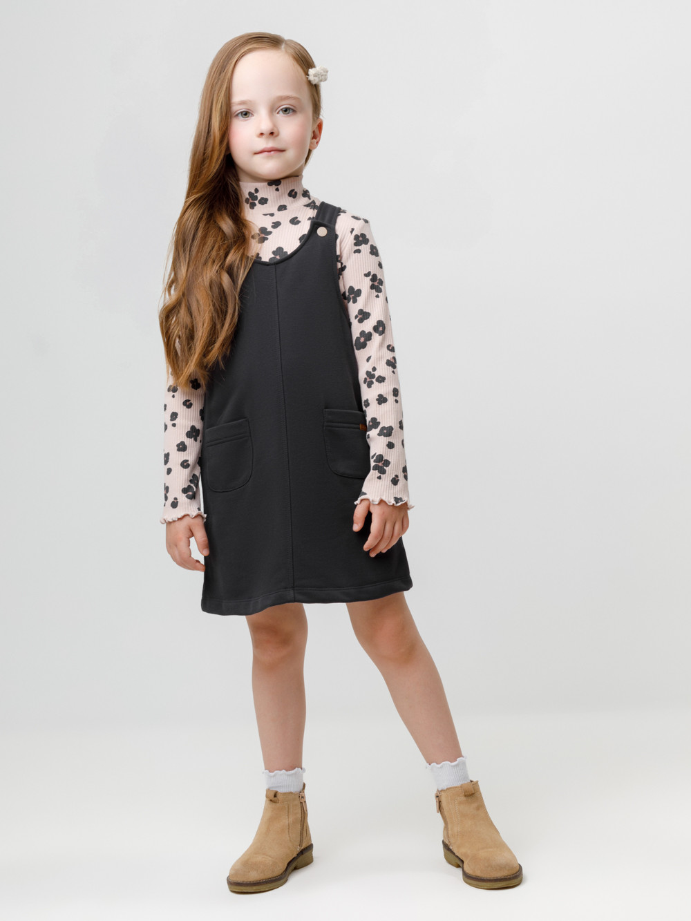 Сарафан для девочки, артикул: КР 5951, цвет: темно-серый, фото 4