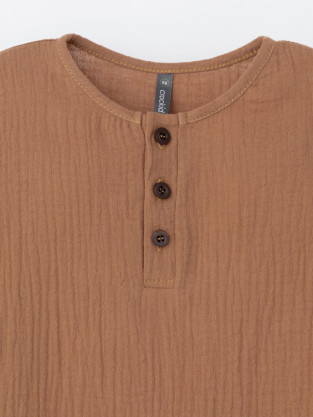 Полукомбинезон для мальчика, артикул: ТК 62017, цвет: коричневый - 2 фото